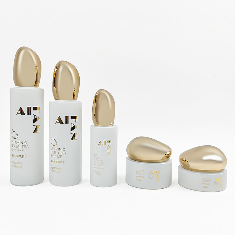 Beliebte Luxusgold weiße matte getönte Glasflaschen für Hautcreme HY-2464