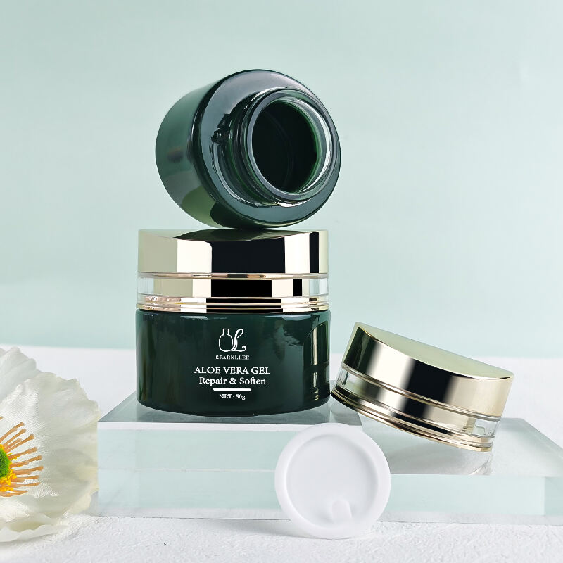 Natürliches Grün Kosmetik Glasfläschchen Set mit Pump HY-2441