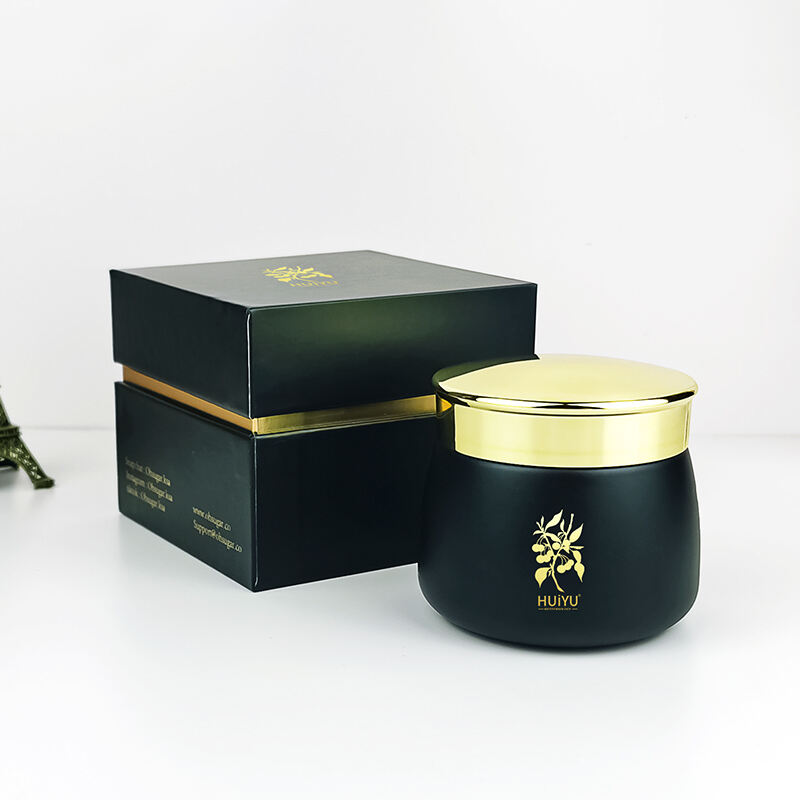 Luxus Gold-Schwarz Breitmund-Dose für Hautpflegecreme mit Box HY-1865