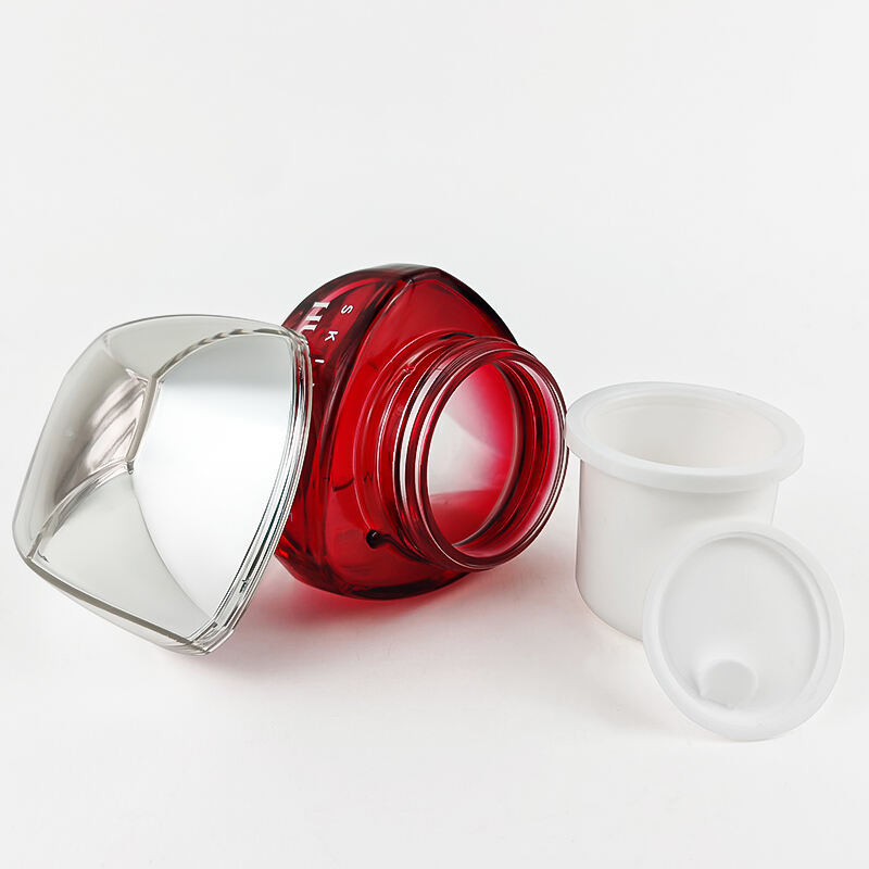 Individuelle Rote Glascremetiegel für Beauty-Pflege, Spezialform 50g umweltfreundlicher Weitmund-Cremekontainer