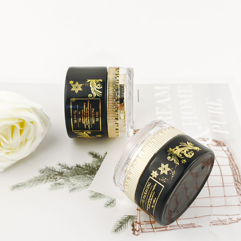 Neu Luxus Gold Schwarzes Glascremeflaschenset HY-2446