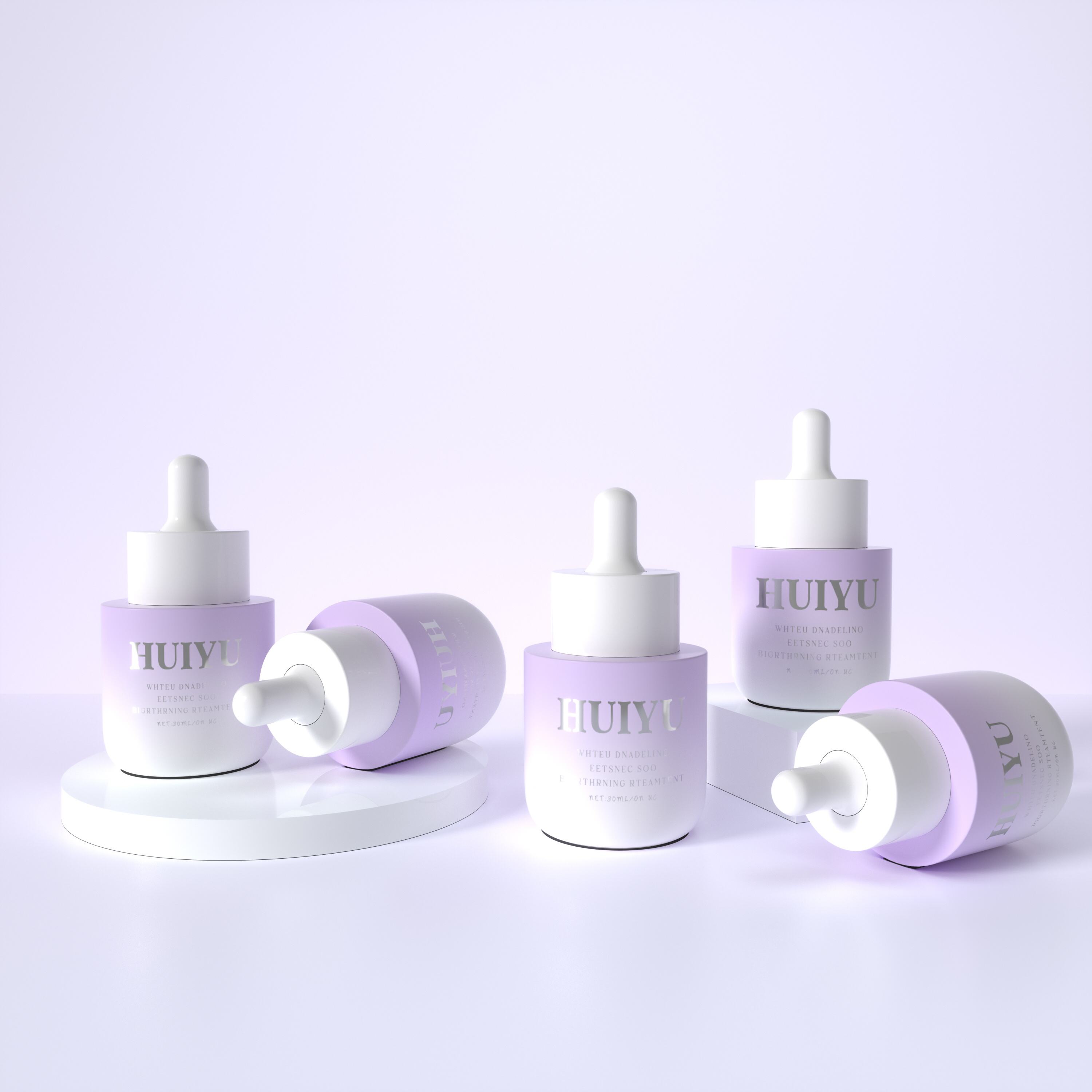 30ml Silber Prägung Lila Runde Kosmetik Glas Tropfenflasche