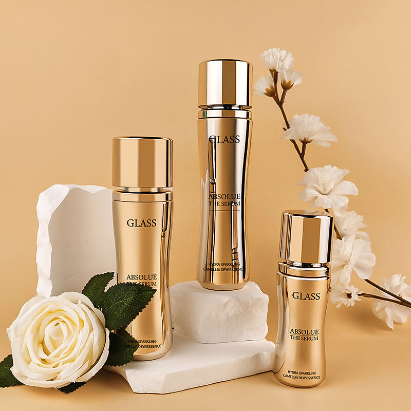 Großhandel Hochwertige Luxus Gold Hautpflege Glasflaschen HY-2455