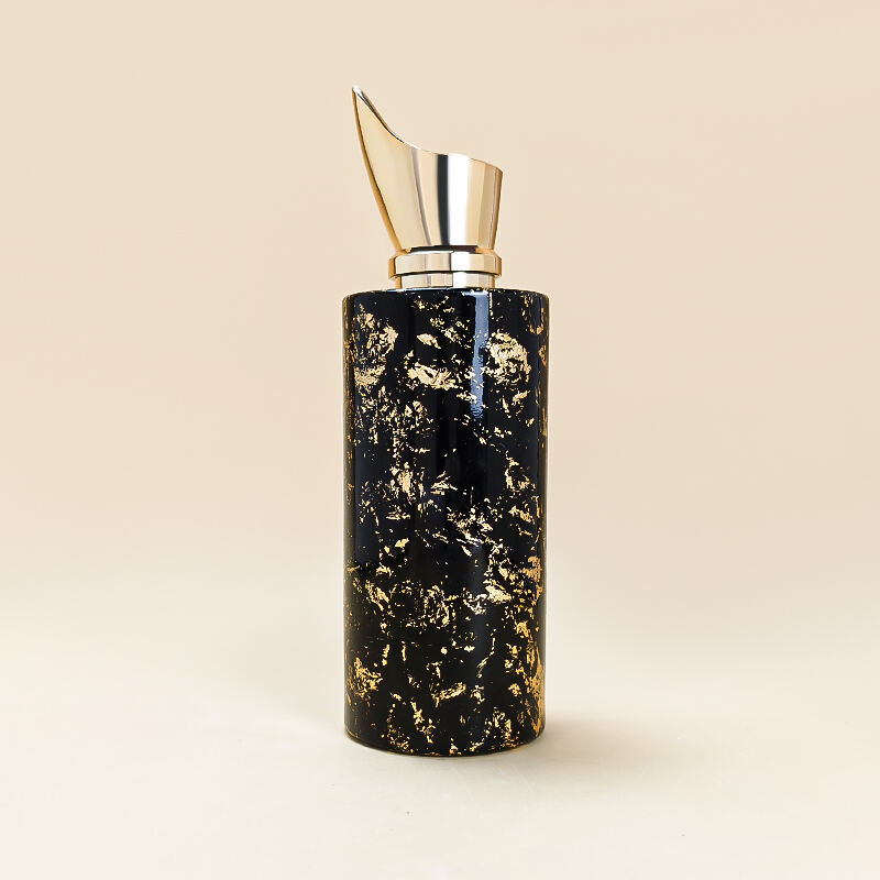 Neuankunft Luxus Schwarzes Gold 100ml Parfüm-Spray-Glasflasche mit Goldkappe HY-S039