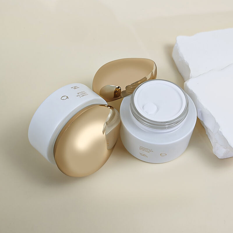 Beliebte Luxusgold weiße matte getönte Glasflaschen für Hautcreme HY-2464