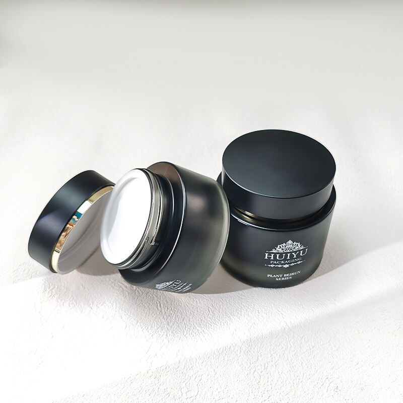 Leere 120ml 100ml 50ml 30ml schwarze Glasgradient Gesichtspflege Emulsionenflaschen mit Pump HY-2465