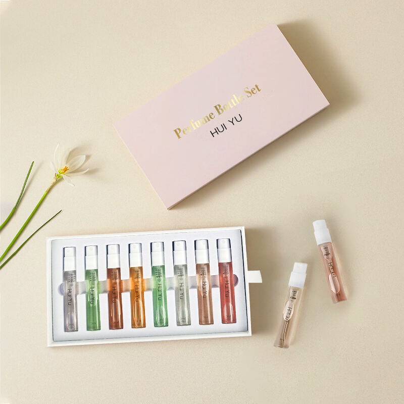 3 ml Liten Tom Sprutningsbar Påfyllbar Parfymtestare Resa Smal Glasprovflaska med Låda