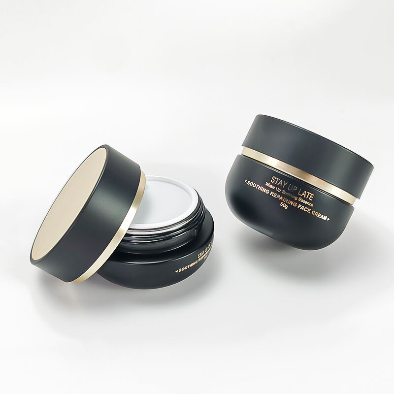 High-End neues Design matt luxuriöse gold-schwarze Pflegeproduktverpackung Set HY-2467