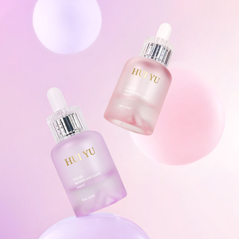 تصميم جديد، قاع كثيف على شكل جبل، زجاجات قطرات وردية فاخرة 30 مل، زجاجة زيت أساسي للعناية بالبشرة والسيروم وزيت الشعر مع علبة