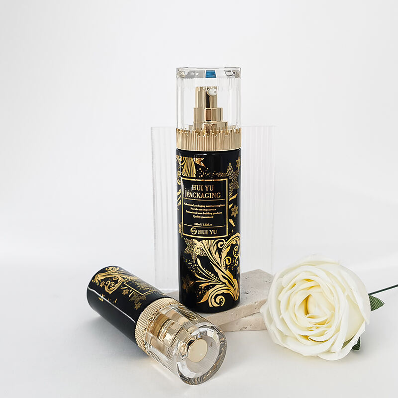 Neu Luxus Gold Schwarzes Glascremeflaschenset HY-2446