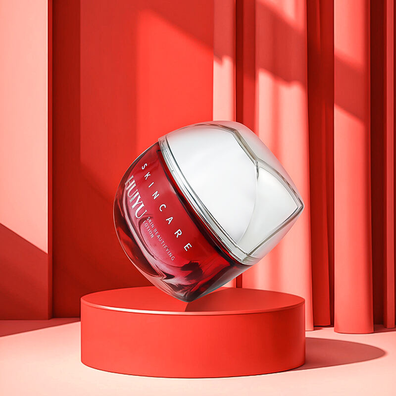 Individuelle Rote Glascremetiegel für Beauty-Pflege, Spezialform 50g umweltfreundlicher Weitmund-Cremekontainer