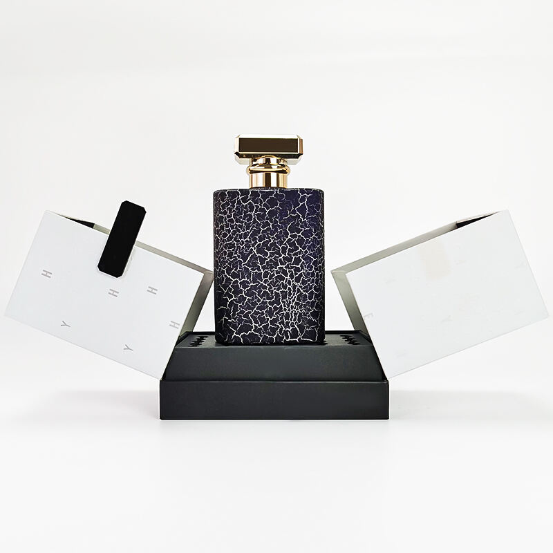 Neues Luxusflaches 100 ml Goldener Parfümglasflasche mit Sprühkopf und Box HY-S048