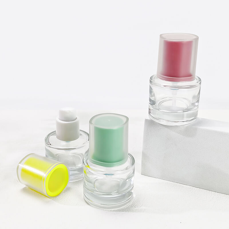 Kosmetische Glasverpackung 30ml Transparente Runde Glas-Pumpflasche für Grundierung und Lotion
