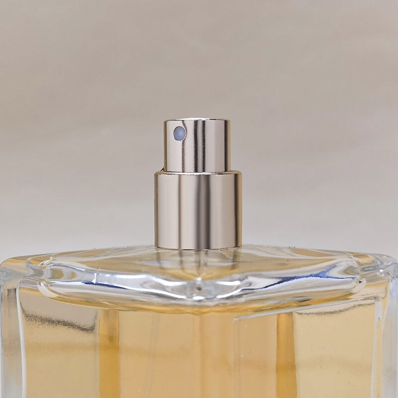 Umweltfreundliche Luxus Quadratische Transparente Leere 100ml Glas Parfumflasche Mit Schwarzen Goldenen Verschlüssen