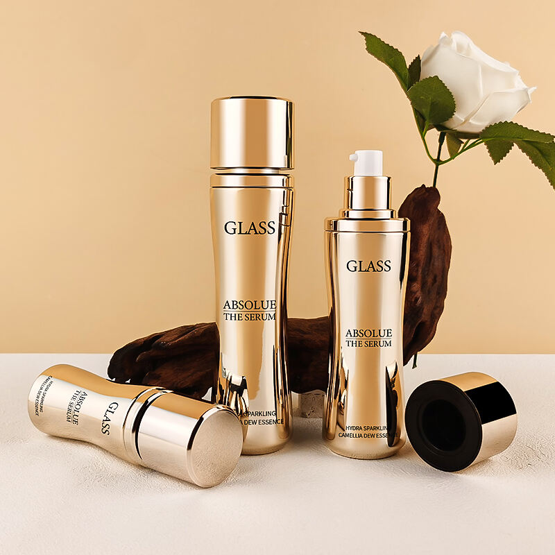 Großhandel Hochwertige Luxus Gold Hautpflege Glasflaschen HY-2455