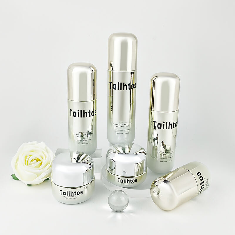 Goldverkleidung Luxusglas Kosmetikverpackung Set 100ml 50ml Cremepumpe Flaschensets HY-2458