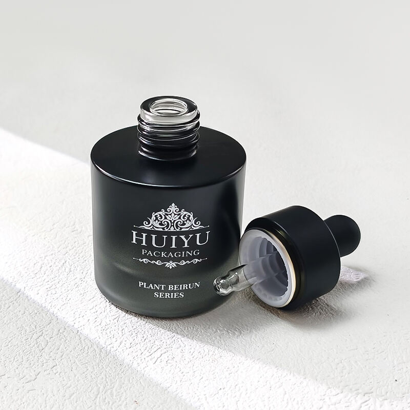 Leere 120ml 100ml 50ml 30ml schwarze Glasgradient Gesichtspflege Emulsionenflaschen mit Pump HY-2465