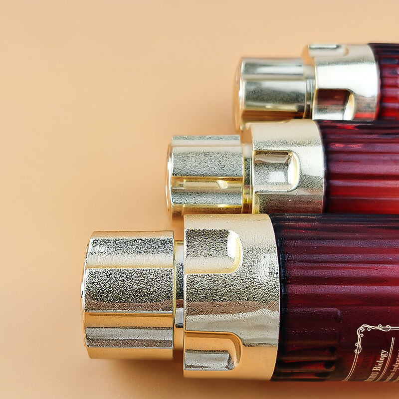 Luxusrotes Goldzylinderleeres Glas Kosmetikflaschen Set HY-2449