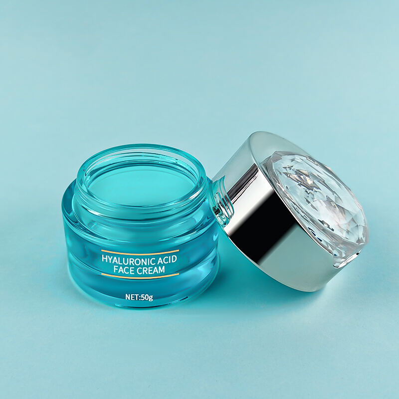 Individuell Seidenbedruckt Blau Hautpflege Glascreme Flasche und Dose HY-2442