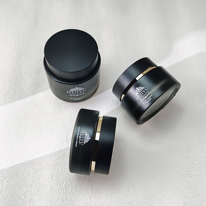 Leere 120ml 100ml 50ml 30ml schwarze Glasgradient Gesichtspflege Emulsionenflaschen mit Pump HY-2465