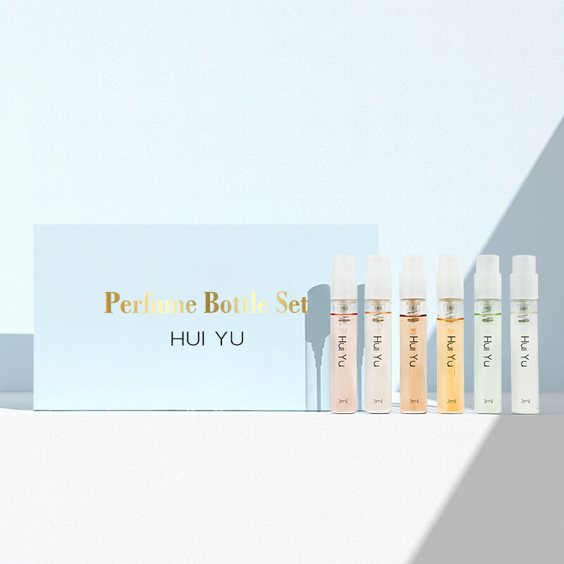 3 ml Liten Tom Sprutningsbar Påfyllbar Parfymtestare Resa Smal Glasprovflaska med Låda