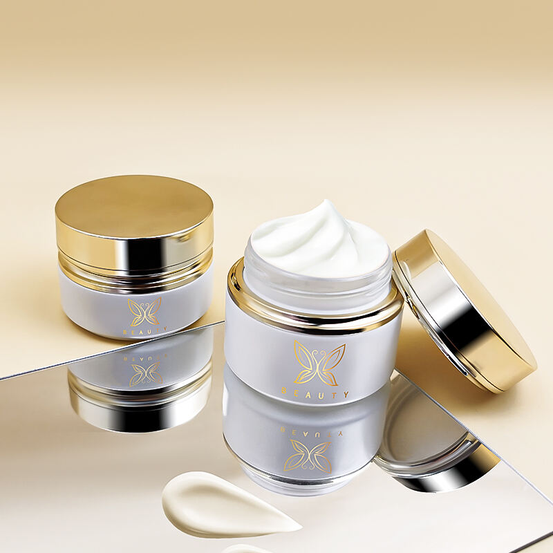 Goldverschluss Weißes Luxuskosmetikglasflaschen-Set HY-2439