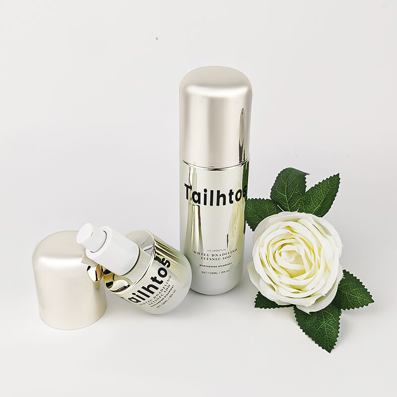 Goldverkleidung Luxusglas Kosmetikverpackung Set 100ml 50ml Cremepumpe Flaschensets HY-2458