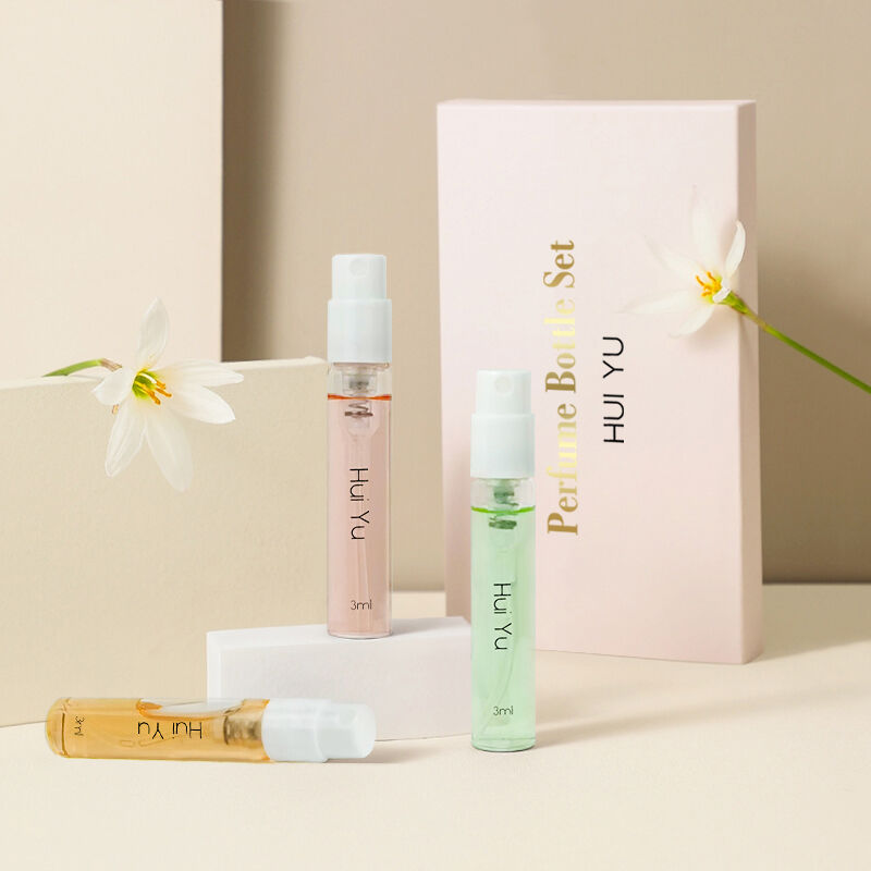 3 ml Liten Tom Sprutningsbar Påfyllbar Parfymtestare Resa Smal Glasprovflaska med Låda