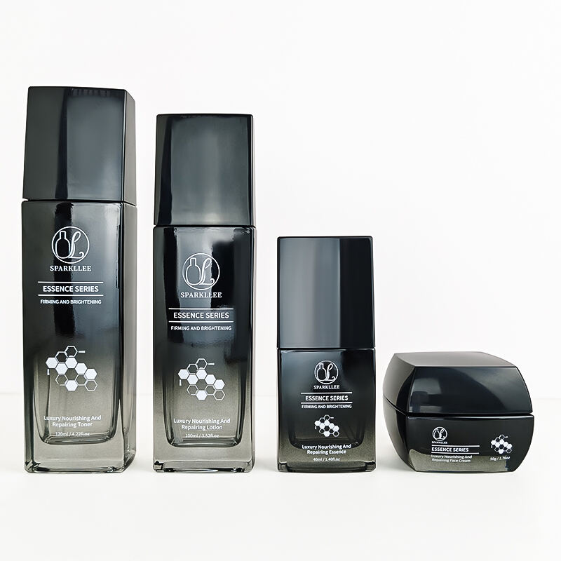 Gradient Black Flat Glass Cosmetic Packaging Set HY-2445
