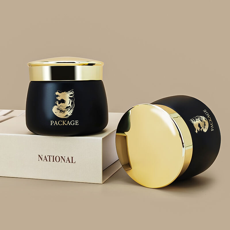 Luxus Gold-Schwarz Breitmund-Dose für Hautpflegecreme mit Box HY-1865
