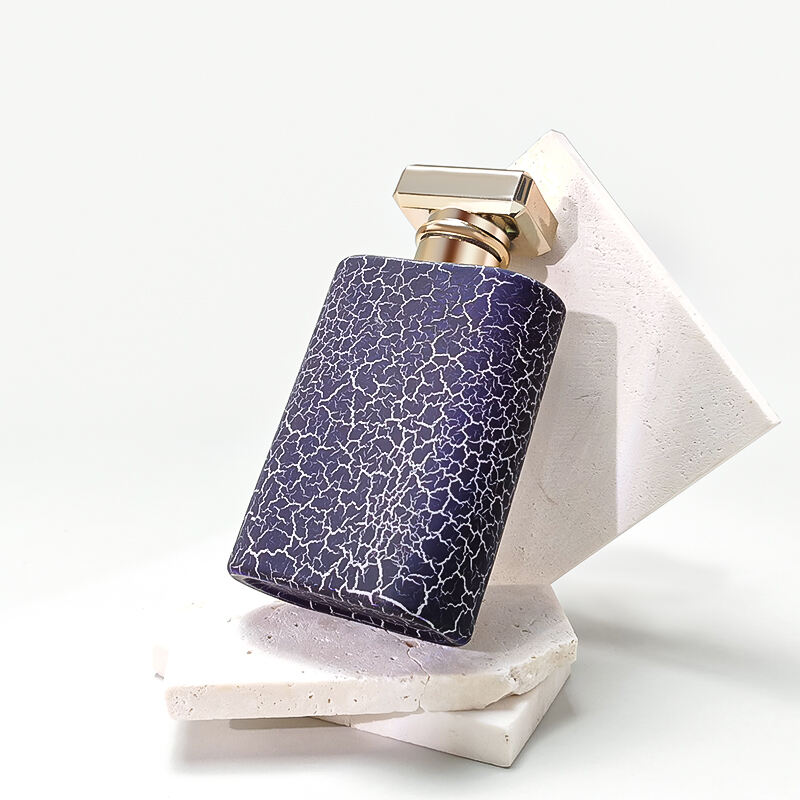 Neues Luxusflaches 100 ml Goldener Parfümglasflasche mit Sprühkopf und Box HY-S048