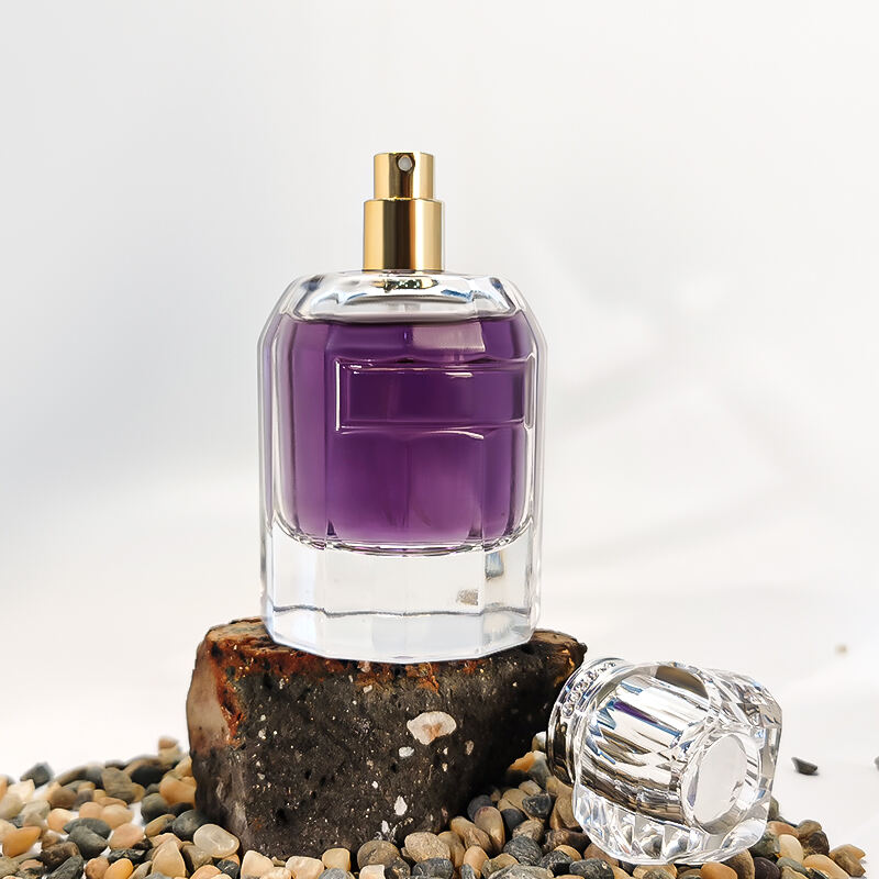 Luxus einzigartiges schönes Design Dicker Boden Klarglas Sprühparfümflakon 100 ml HY-S012