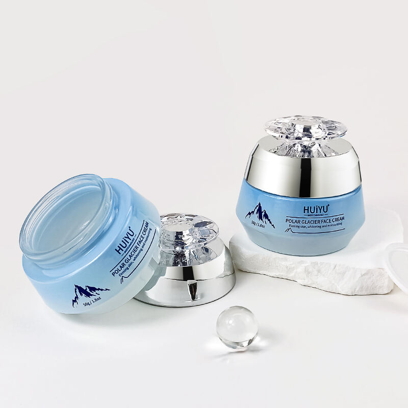 Herstellung Sprühfarbe Blau 50g Leeres Kosmetikglas individueller Gesichtscreme-Container mit Deckel und Lippen