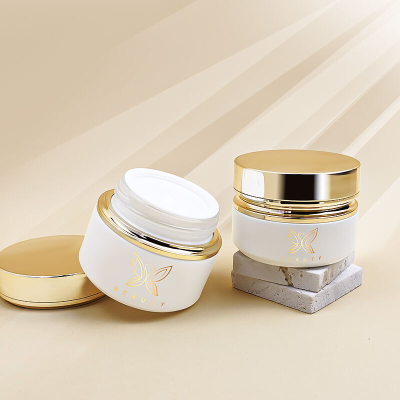 Goldverschluss Weißes Luxuskosmetikglasflaschen-Set HY-2439
