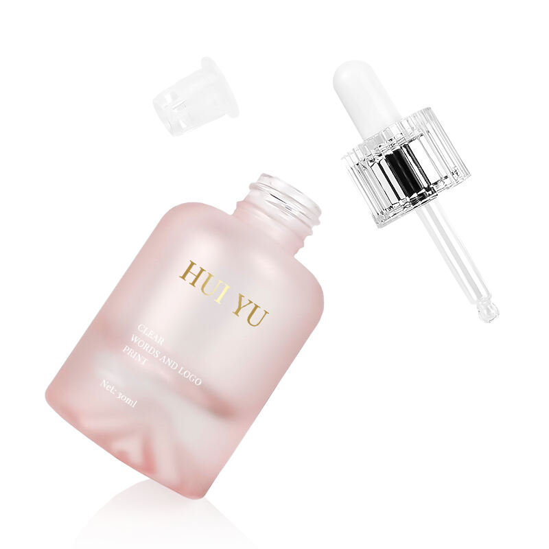 تصميم جديد، قاع كثيف على شكل جبل، زجاجات قطرات وردية فاخرة 30 مل، زجاجة زيت أساسي للعناية بالبشرة والسيروم وزيت الشعر مع علبة