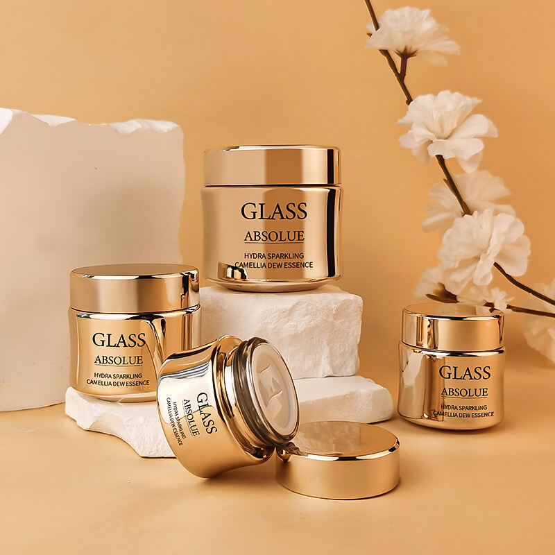 Großhandel Hochwertige Luxus Gold Hautpflege Glasflaschen HY-2455