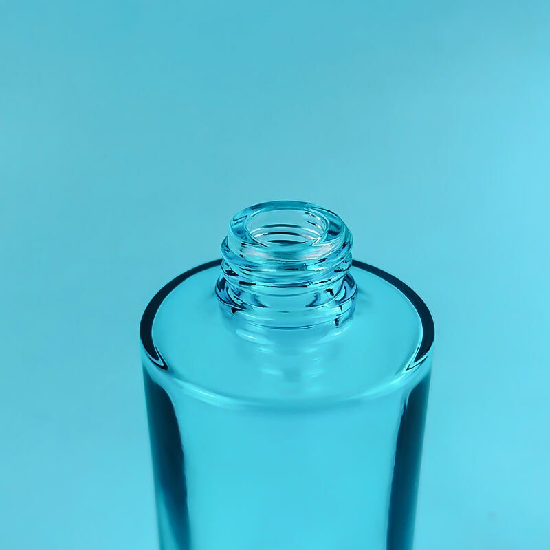 Individuell Seidenbedruckt Blau Hautpflege Glascreme Flasche und Dose HY-2442