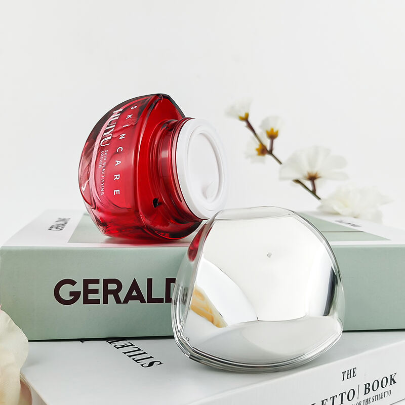 Individuelle Rote Glascremetiegel für Beauty-Pflege, Spezialform 50g umweltfreundlicher Weitmund-Cremekontainer