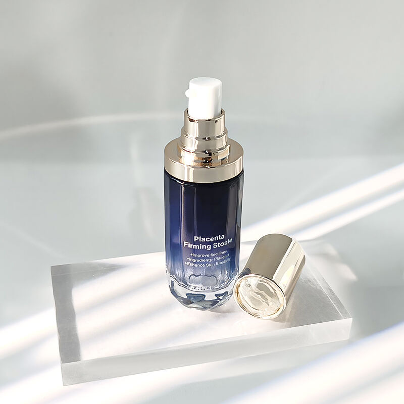 Ny ankomst, botten med prickmönster, kosmetikflaska i blå tonad gradient, tom, vintag, raka, rund flaska HY-2481