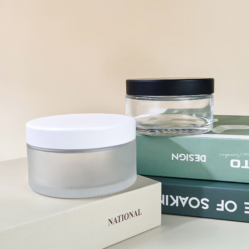 200g 250g Klarsicht Transparent Matte Kosmetik Glas Runde Body Butter Gläser Emulsion Creme Behälter HY-1904