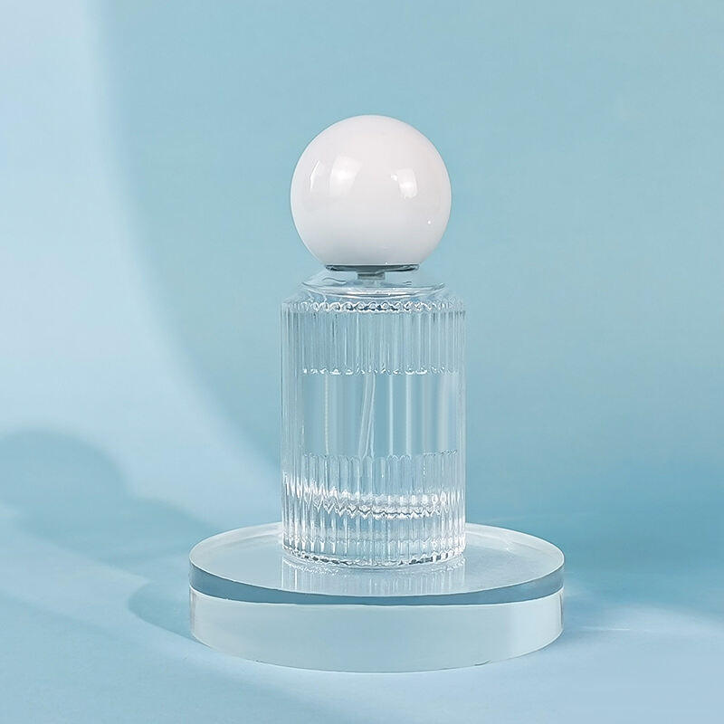 Sonderangebot ODM OEM Klare Zylinder 30 ml Vertikale Kornstruktur Parfumflasche Glas mit Verpackung
