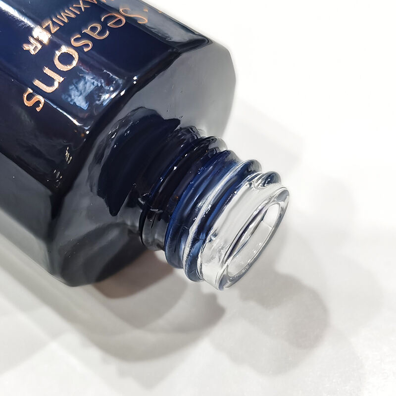 Ny ankomst, botten med prickmönster, kosmetikflaska i blå tonad gradient, tom, vintag, raka, rund flaska HY-2481