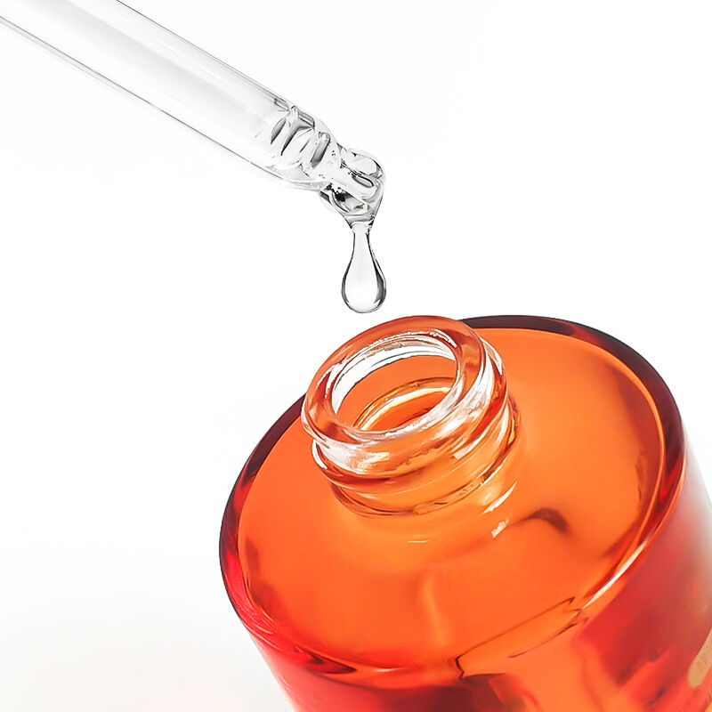 New Hot Selling Luxury Serum Bottle Amber Orange 30ml Round Glass Cosmetic Skincare Oil Dropper Bottles