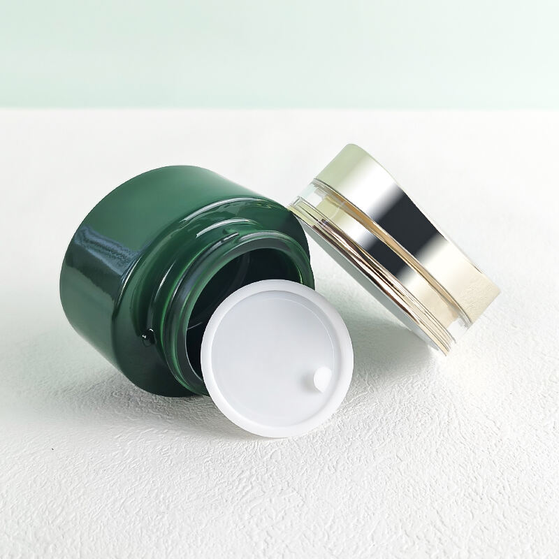 Natürliches Grün Kosmetik Glasfläschchen Set mit Pump HY-2441