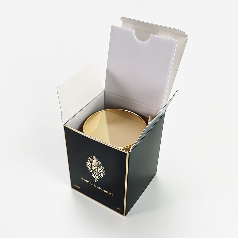 Individuelles Logo öko-freundlicher Luxus Hautpflege-Cremeglasbehälter Kosmetik 20ml 30ml 50ml Schwarze Goldverschluss Glasflasche mit Löffel und Box