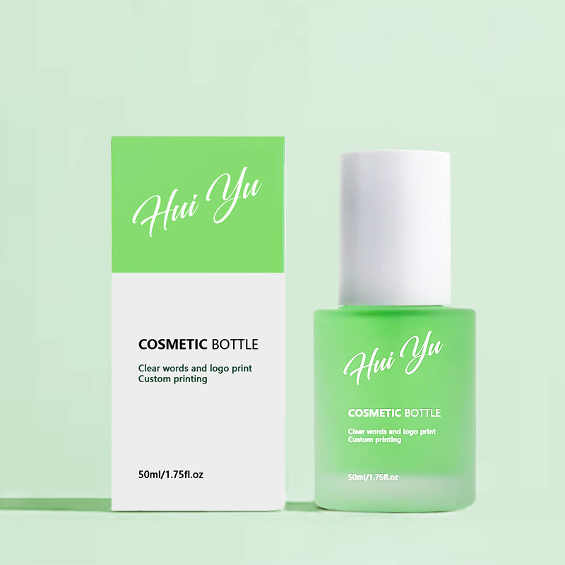 ফ্রস্টেড ক্লিয়ার গ্লাস কসমেটিক বোতল 50 মিলি লোশন পাম্প সিলিন্ডার আকৃতি স্কিন কেয়ার সিরাম প্যাকিংয়ের জন্য