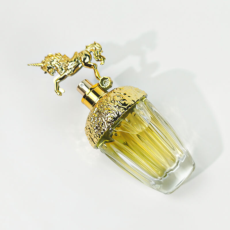 Eco-friendly Refillable Luxury Unique Perfume Bottles with Golden Cap 50ml 80ml Clear Perfume Glass Bottle