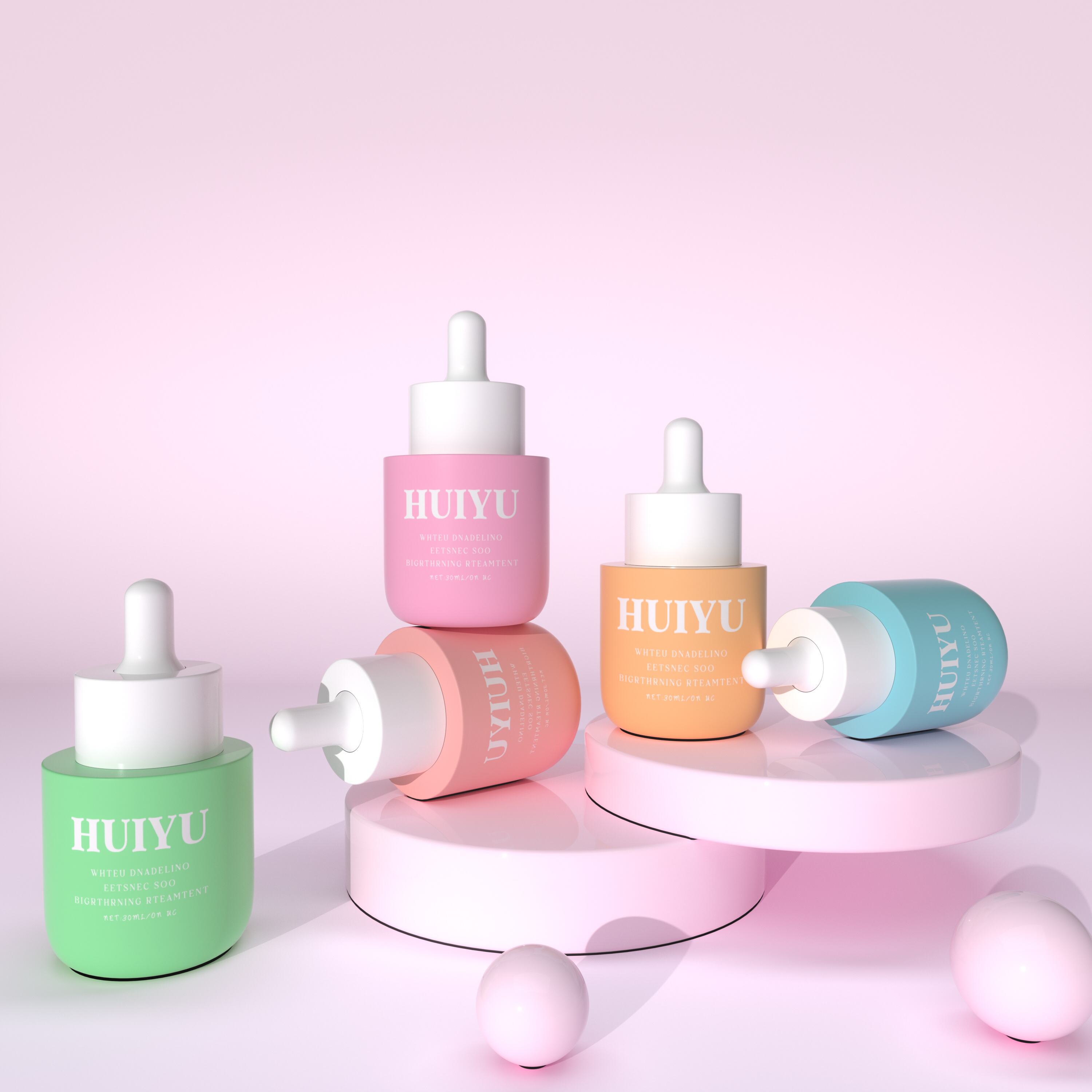Farbenfroh 30ml Seidenbedruck-Pink-Grün-Lila Hautpflege-Glas-Essenzflasche mit Tropfer