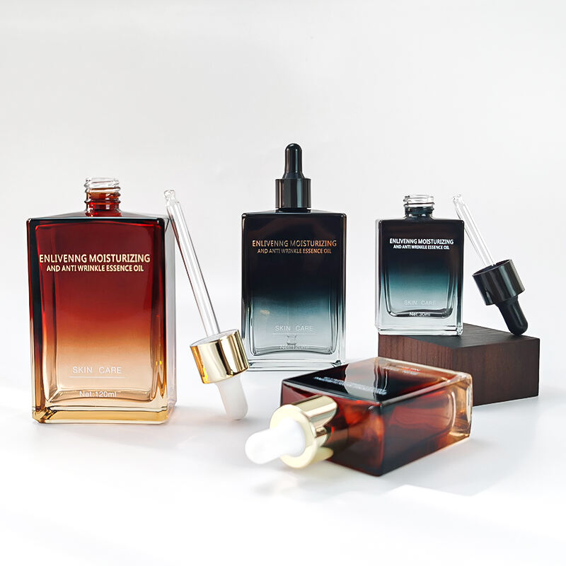 Gradient Quadratisch 30ml 50ml 100ml Glas-Tropfenflasche für Haaröl und Serum HY-1902