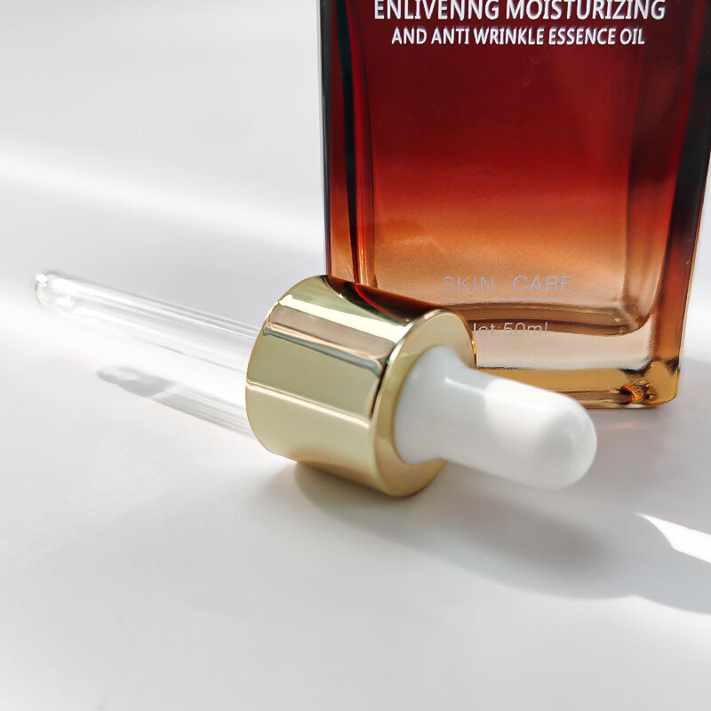 Benutzerdefinierte Farbe Quadratisch 120ml 50ml 30ml Bernsteinfarbene Glas-Essentialöltropfenflasche HY-1902